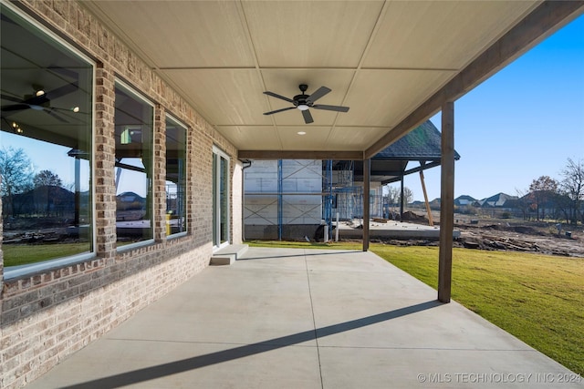 view of patio with ceiling fan