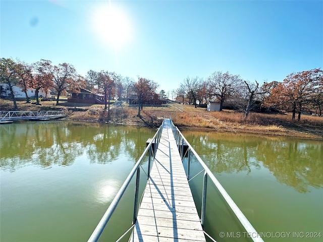 dock area with a water view