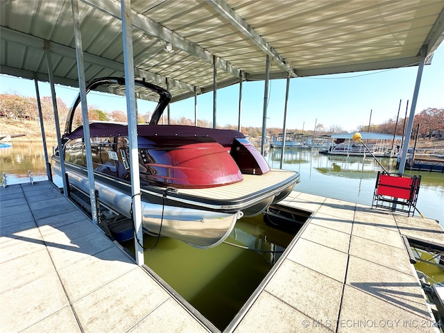 view of dock featuring a water view