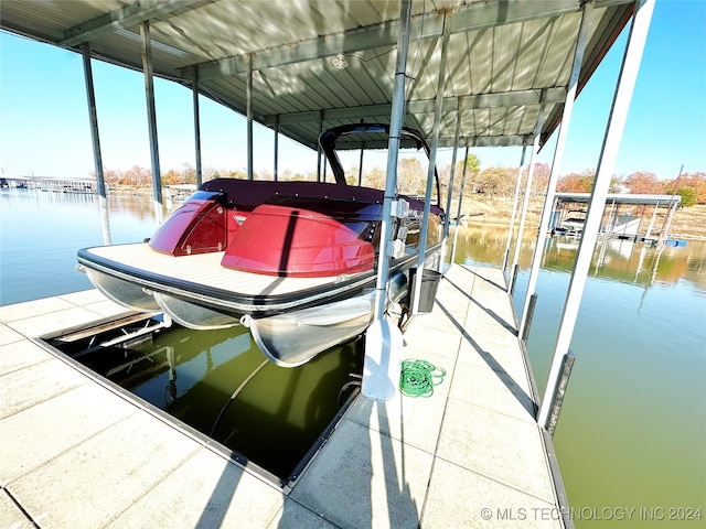 view of dock featuring a water view