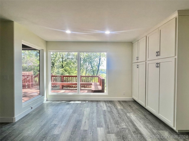 unfurnished dining area with wood-type flooring