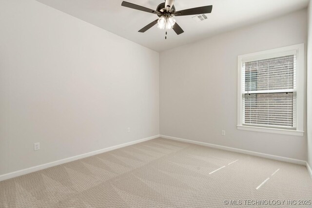 2601 W Twin Oaks St, Broken Arrow, OK 74012 - unfurnished room with baseboards, light carpet, and a ceiling fan