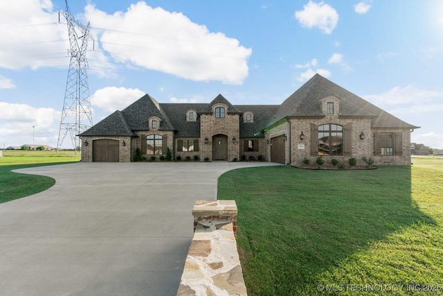 17413 S 52nd E Ave, Bixby, OK 74008 - french provincial home featuring a garage, brick siding, driveway, and a front yard