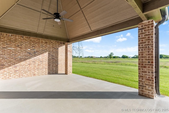 17413 S 52nd E Ave, Bixby, OK 74008 - view of patio / terrace with ceiling fan and a rural view