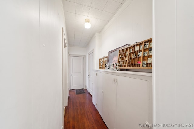 hall with dark wood-type flooring