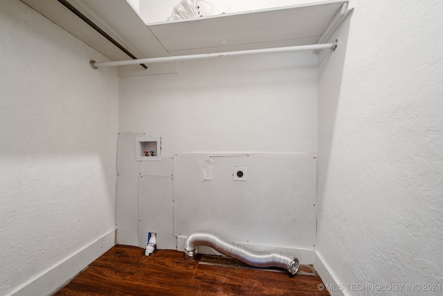 laundry area with hardwood / wood-style flooring, hookup for a washing machine, and hookup for an electric dryer