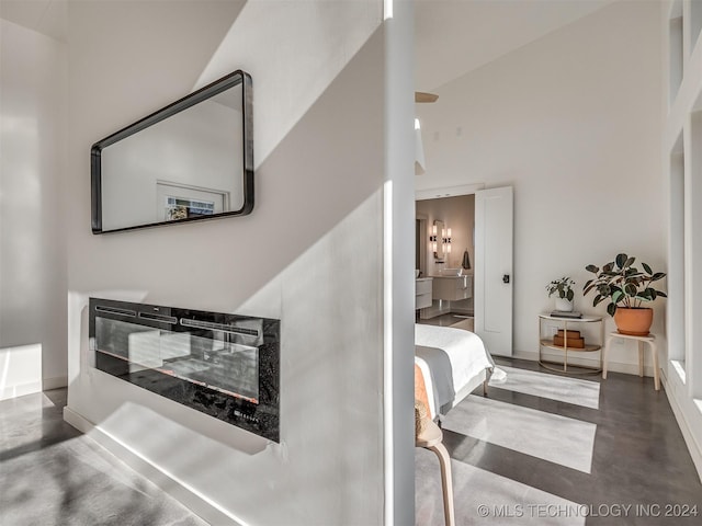 bedroom with a towering ceiling