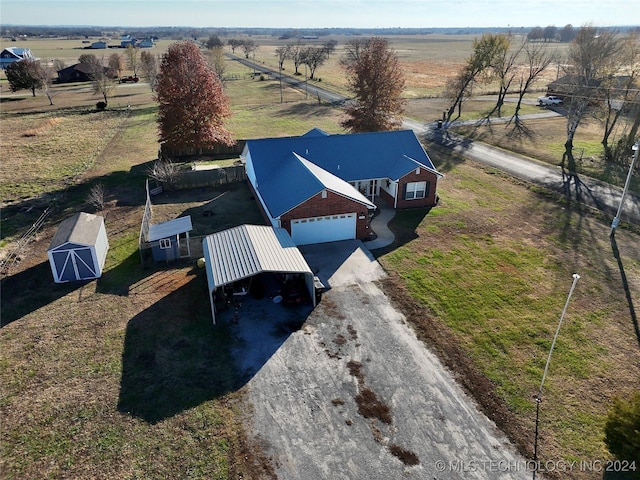 aerial view with a rural view