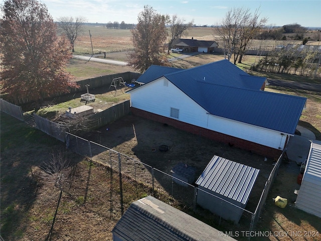 aerial view featuring a rural view