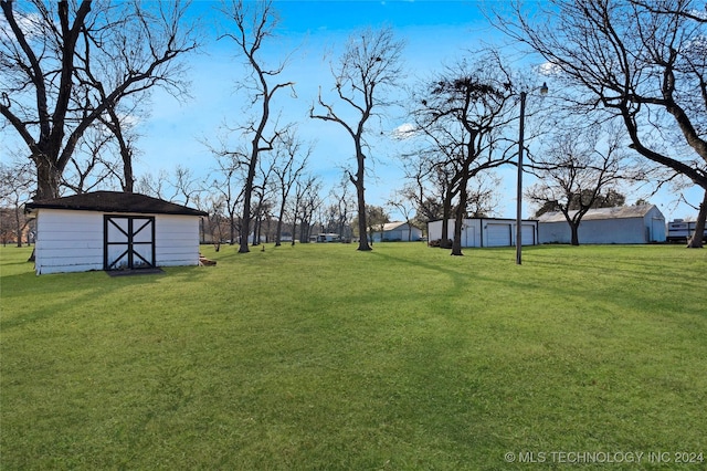 view of yard featuring an outdoor structure