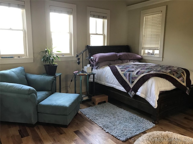 bedroom with hardwood / wood-style floors