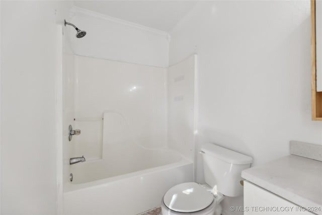 full bathroom featuring vanity, toilet, and tub / shower combination