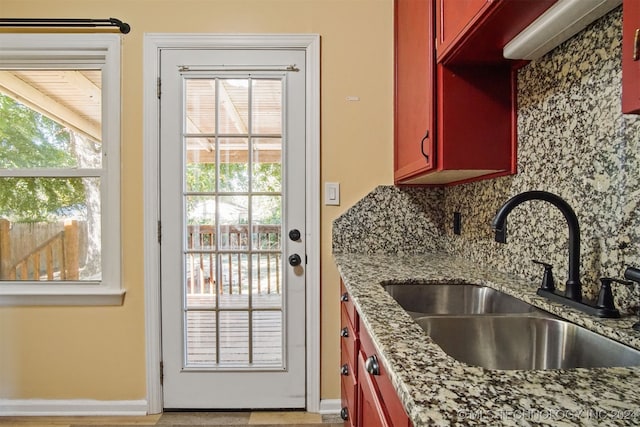 interior space with sink and a wealth of natural light