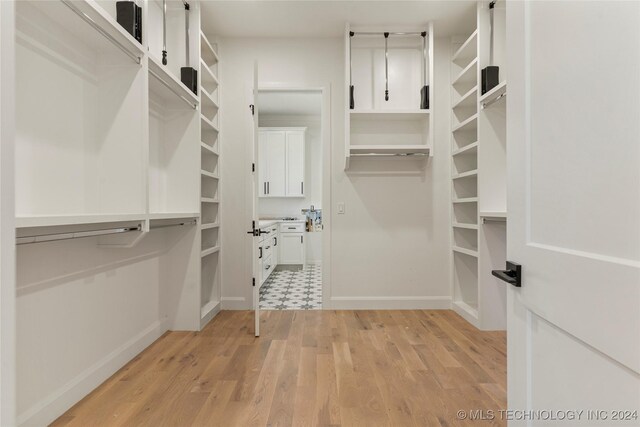 spacious closet with light hardwood / wood-style floors