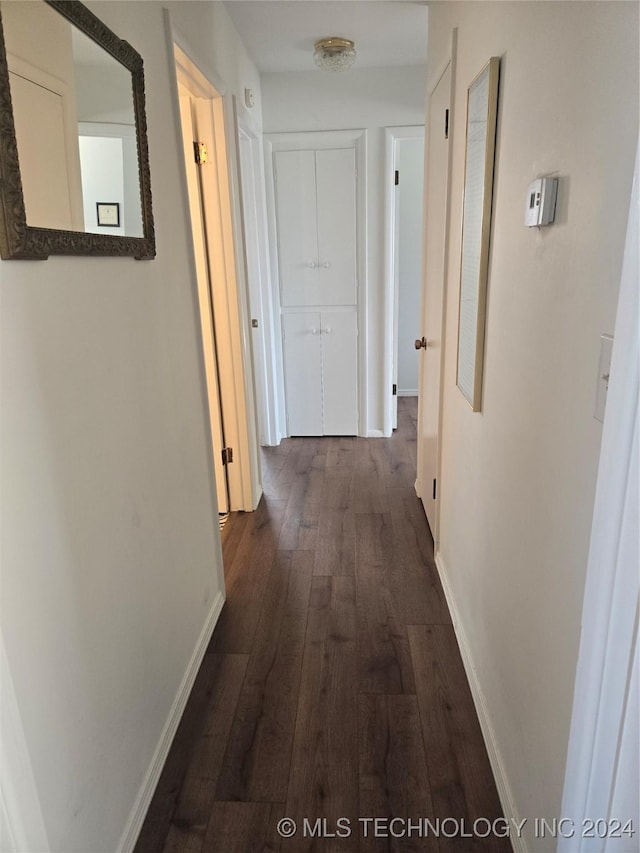 hall featuring dark hardwood / wood-style floors