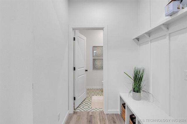 mudroom featuring light wood finished floors