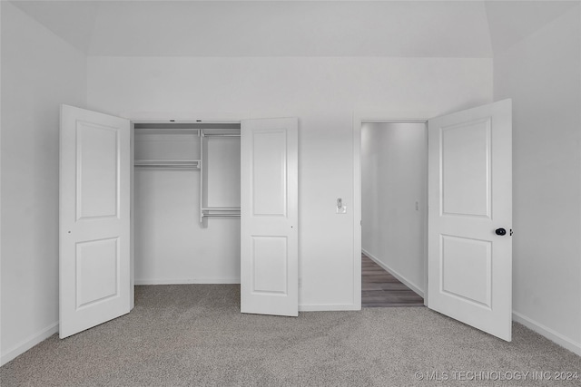 unfurnished bedroom featuring carpet floors and a closet