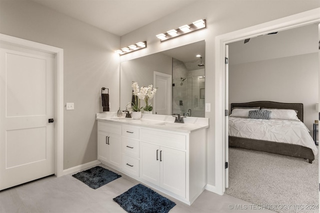 bathroom featuring vanity and walk in shower