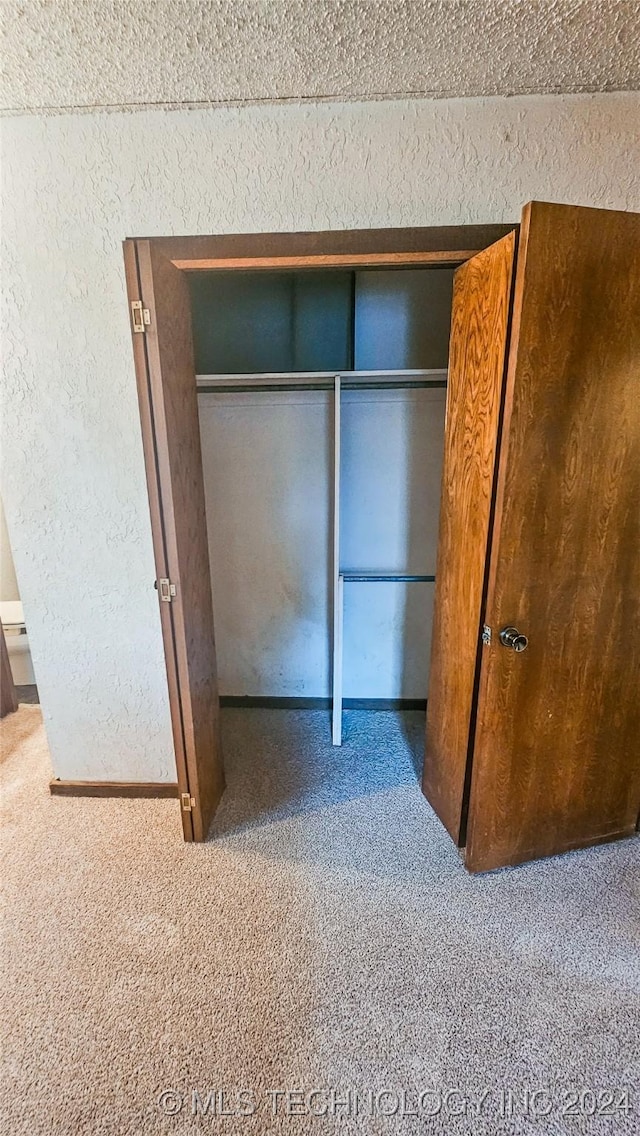 unfurnished bedroom with carpet and a closet