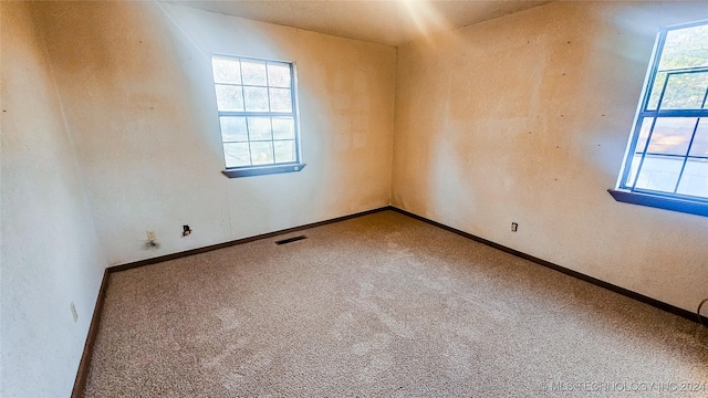 carpeted spare room featuring a healthy amount of sunlight