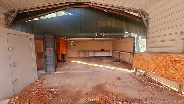 misc room with lofted ceiling