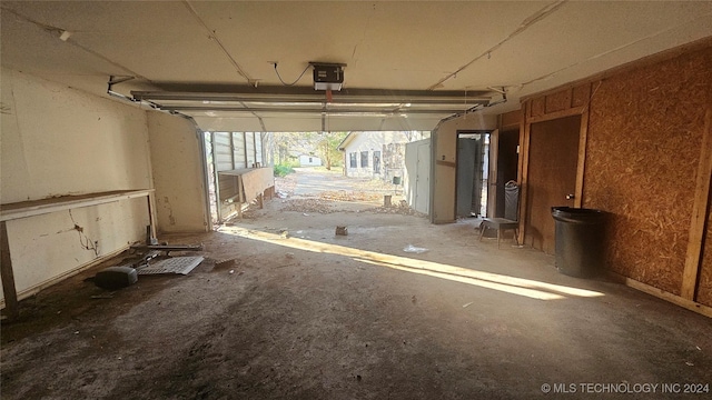 garage with a garage door opener