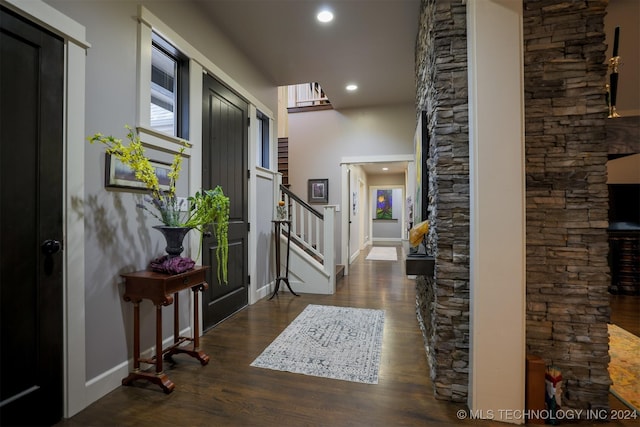 foyer featuring dark hardwood / wood-style flooring