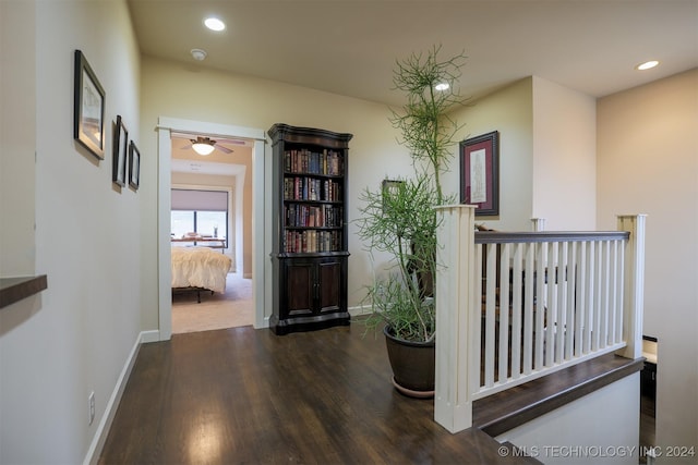 hall featuring dark hardwood / wood-style floors