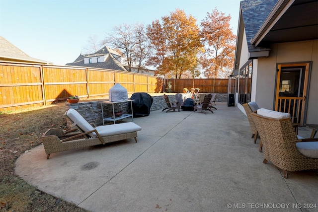 view of patio with area for grilling