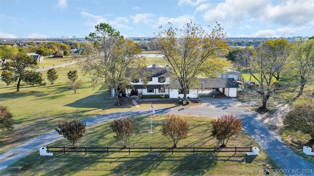 aerial view with a rural view