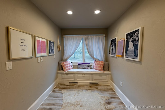 sitting room featuring light hardwood / wood-style flooring