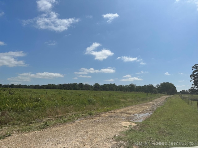 view of road with a rural view