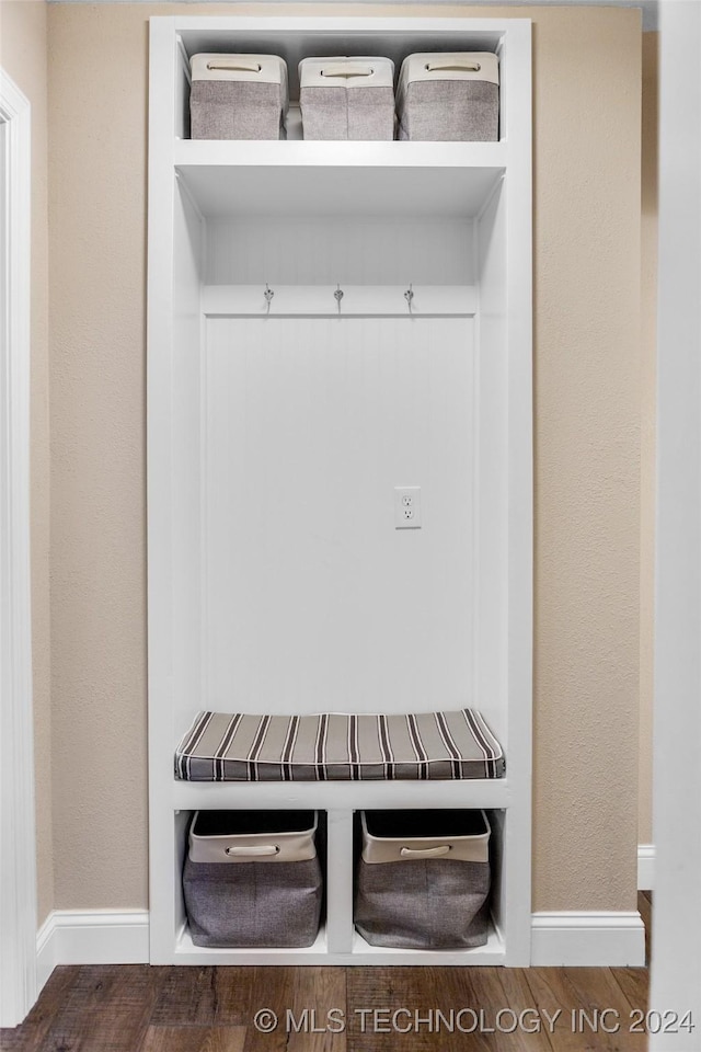 mudroom featuring dark hardwood / wood-style floors