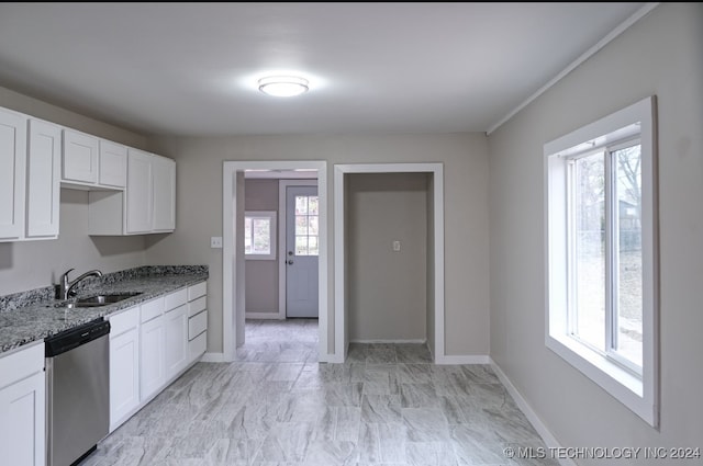 kitchen featuring stainless steel dishwasher, a wealth of natural light, and sink