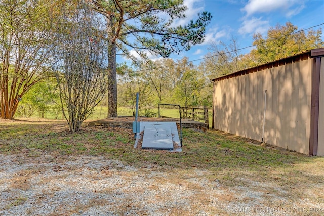 view of storm shelter