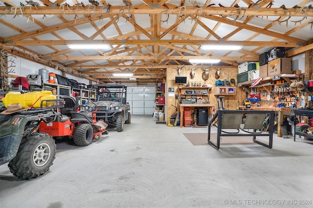 garage featuring a workshop area