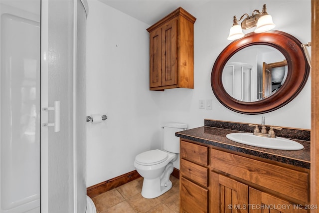 bathroom with tile patterned floors, vanity, and toilet