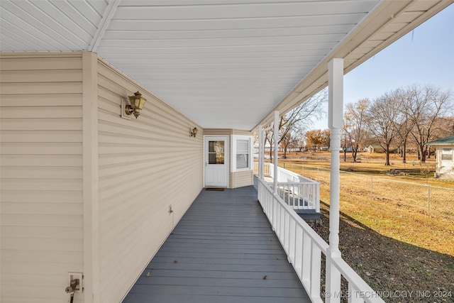 deck featuring a porch