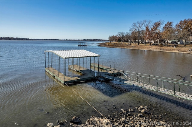 view of dock featuring a water view