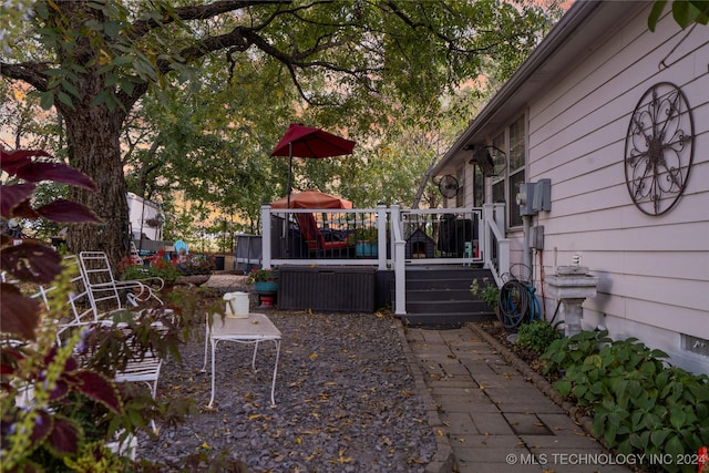 view of yard with a deck