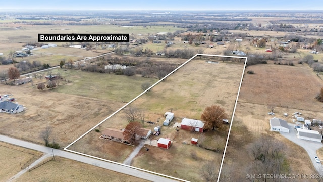 aerial view featuring a rural view