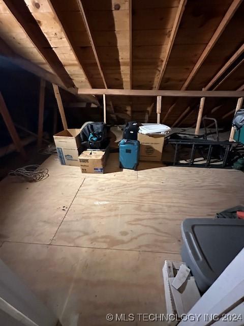 view of unfinished attic