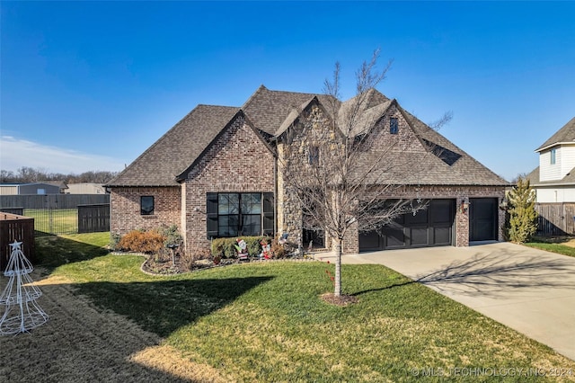 view of front of home with a garage and a front yard