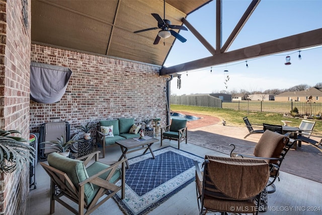 view of patio / terrace featuring an outdoor hangout area and ceiling fan