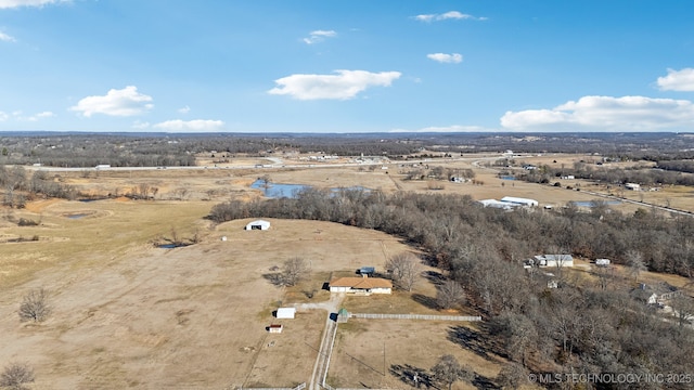 drone / aerial view with a rural view