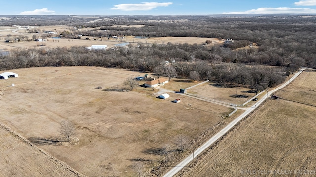 aerial view featuring a rural view