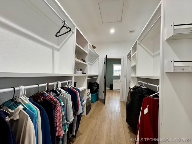 spacious closet with light wood-type flooring