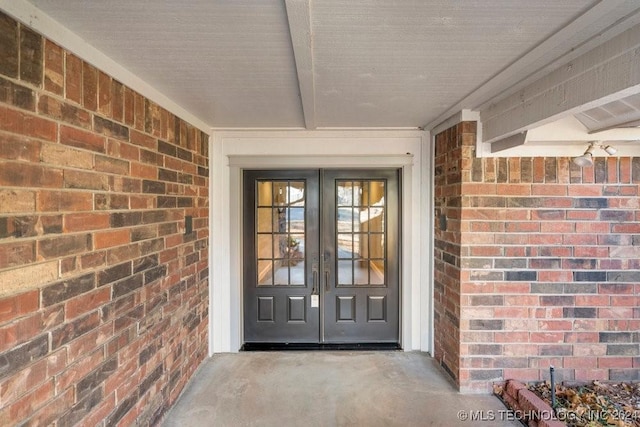 view of exterior entry with french doors