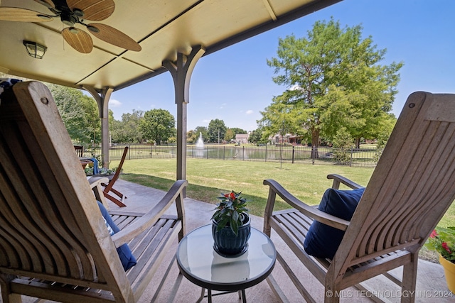 view of patio / terrace with ceiling fan