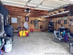 garage with a garage door opener